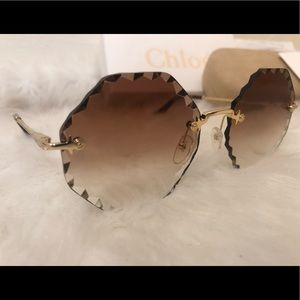 Chloe Rosie round gold-tone sunglasses ce143s 742
